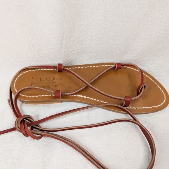 K.Jacques x DÔEN Parisian Tie-Up Gladiator Sandals Red Leather 42 - Picture 3 of 8